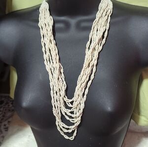 Vintage Cream Multi-Strand Necklace 26 Inches